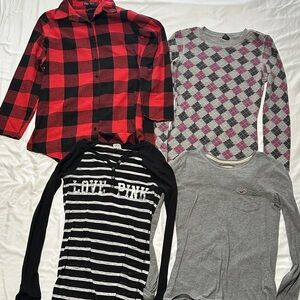 PINK Victoria's Secret Black and White Striped Long Sleeve Tee